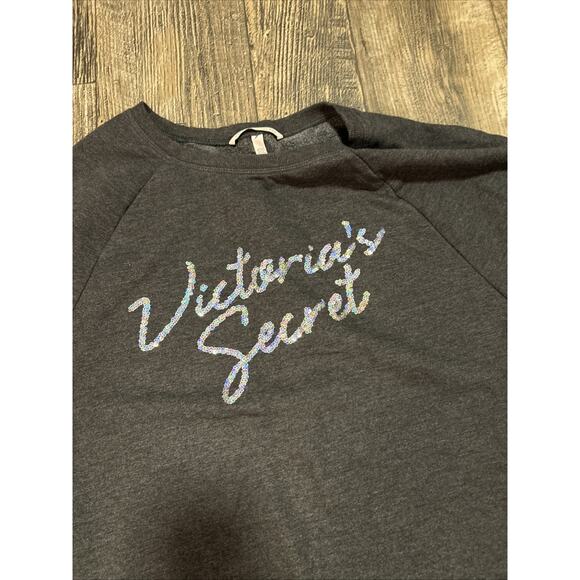 VICTORIAS SECRET Bling Logo Crewneck Sweatshirt Joggers Lounge Set Small Plaid - Picture 4 of 9